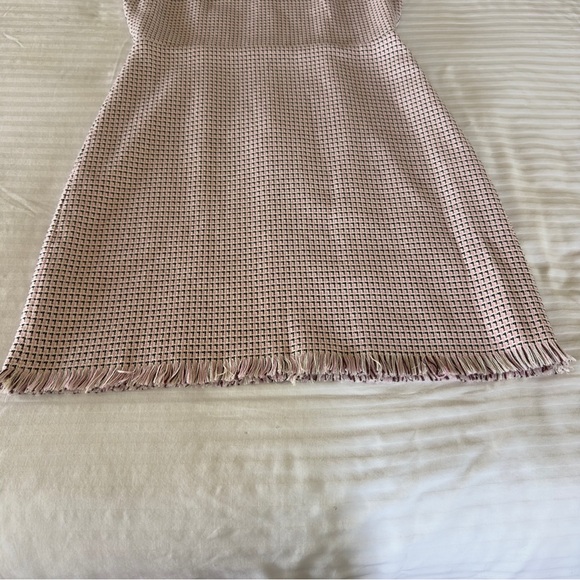 LOFT Dress Sleeveless Dress Fringe Hem Woven Pink Black Size 6 - Picture 10 of 14